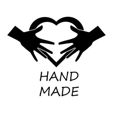 Hand and heart icon. Needlework, handmade