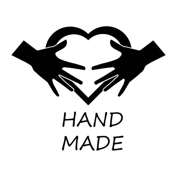 Hand Heart Icon Needlework Handmade — Stock Vector