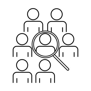 Human search loupe and group of people sign