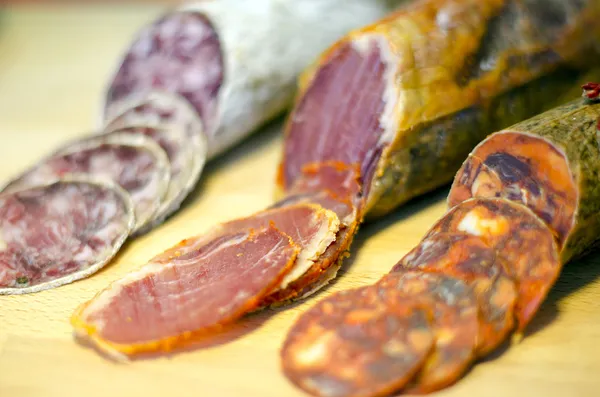 Cold cured meat and cheese — Stock Photo, Image