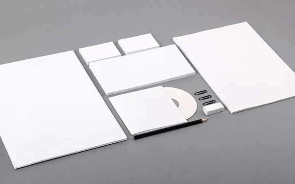 Blank visual identity. Letterhead, business cards, envelopes, CD — Stock Photo, Image