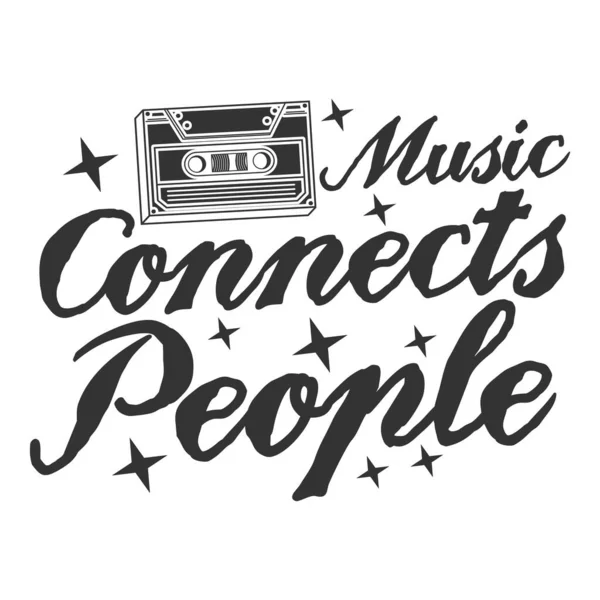 Music Connects People Motivation Typography Quote Design — 스톡 벡터