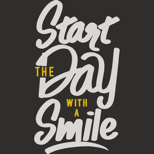 Zacznij Dzień Uśmiechem Motywacja Typografia Quote Design — Wektor stockowy