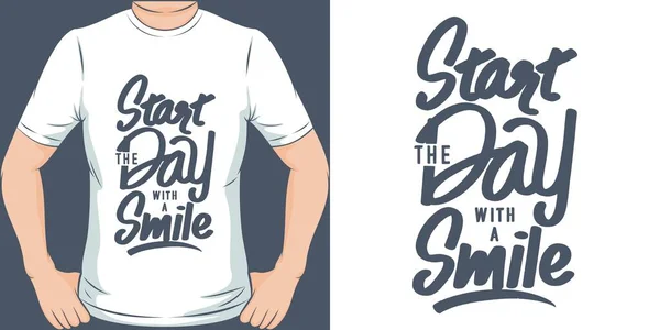 Empieza Día Con Una Sonrisa Motivación Tipografía Cita Shirt Design — Archivo Imágenes Vectoriales