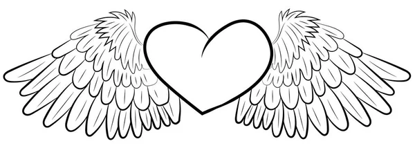 Corazón Con Alas Blancas Día San Valentín Ilustración Vectorial — Vector de stock