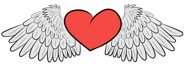 Coeur Aux Ailes Blanches Saint Valentin Illustration Vectorielle — Image vectorielle