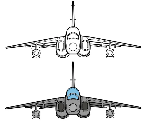 戦闘機の着色本 子供や子供のための着色のための飛行機の図面 着色のためのスケッチ図面 戦闘機 — ストックベクタ