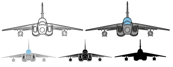 Set Vector Illustration Fighter Jet White Background — Archivo Imágenes Vectoriales