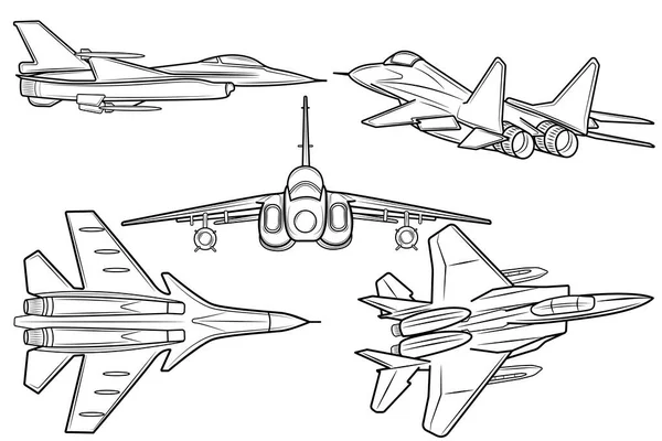 白地に戦闘機のセット — ストックベクタ