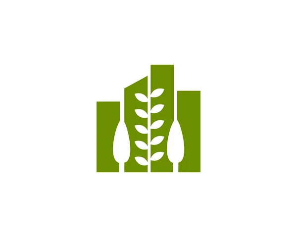 Eco Building Flat Logo — Stock Vector