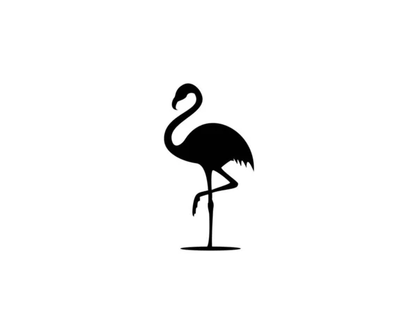 Flamingo Zwart Silhouet Logo — Stockvector
