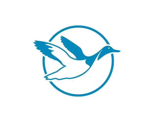 Flying Duck Outline Logo — Stock Vector