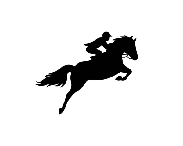 Jockey Reiten Pferd Springen Silhouette — Stockvektor