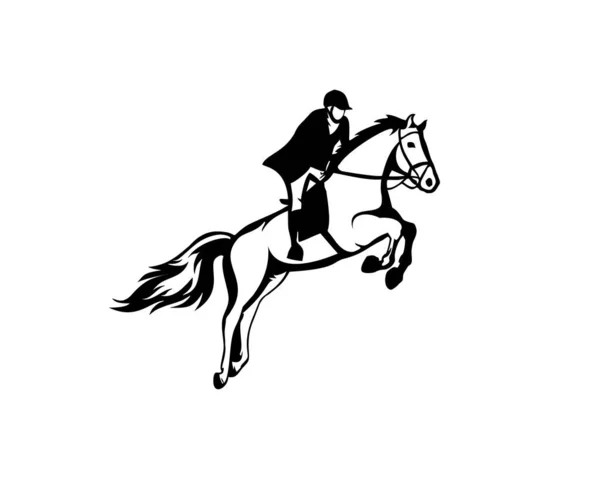 Jezdecký Vektor Loga Skákajícího Koně — Stockový vektor