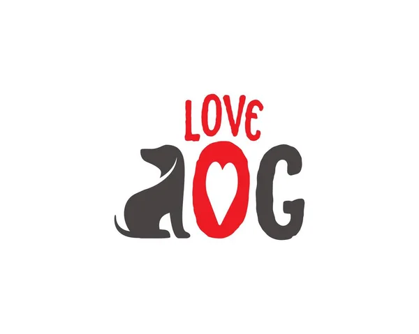 sevimli köpek tipografi vektörünü seviyorum