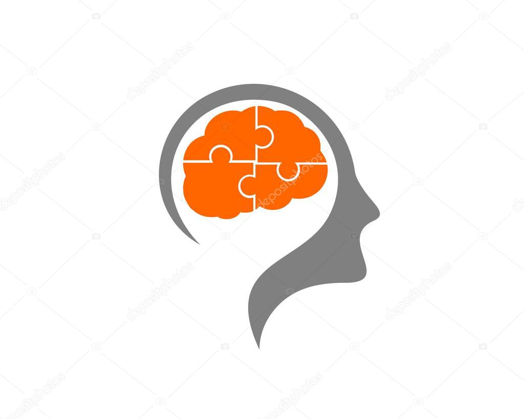 Puzzle brain logo vector