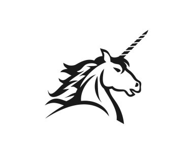 tek boynuzlu at baş logo vektörü