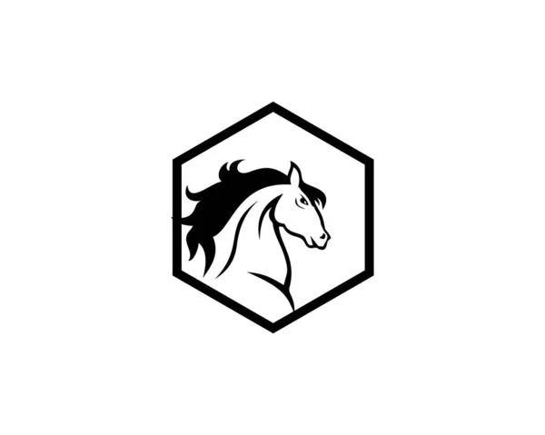 Vetor Cavalo Cabeça Hexágono — Vetor de Stock