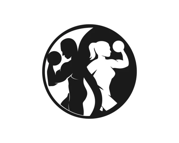 Evenwicht Sportschool Mannelijk Vrouwelijk Logo — Stockvector