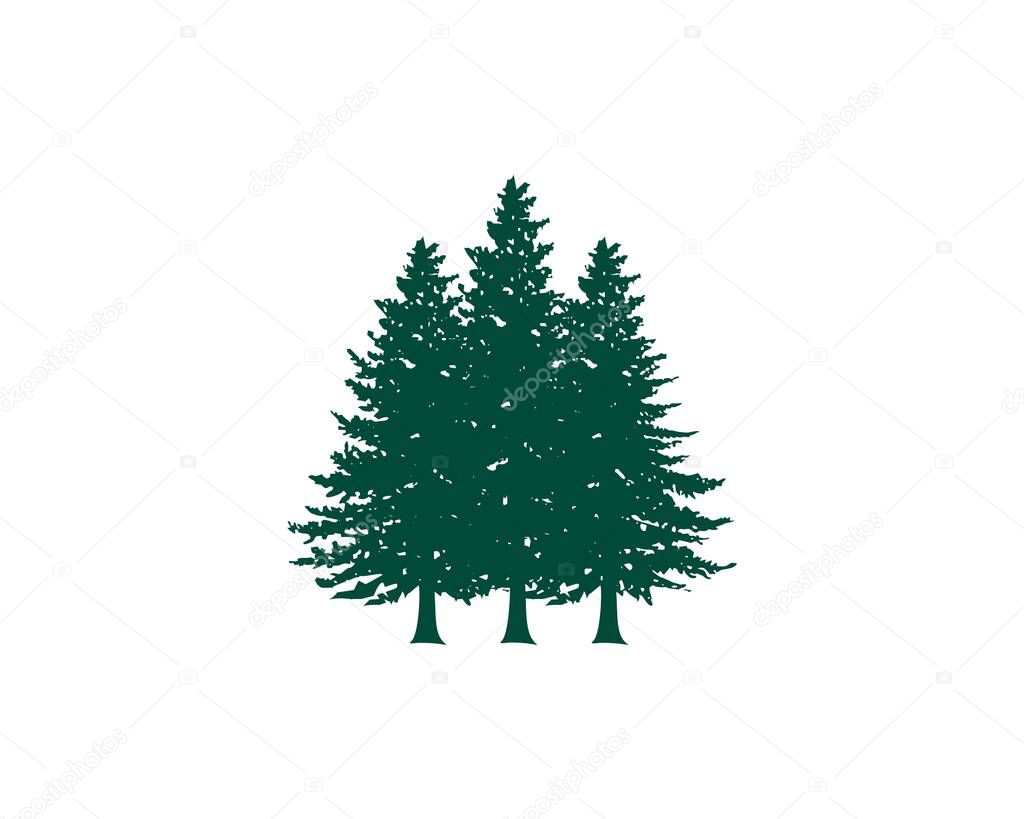 Green forest tree silhouette