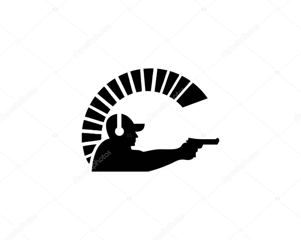 Warrior shooting gun logo vector