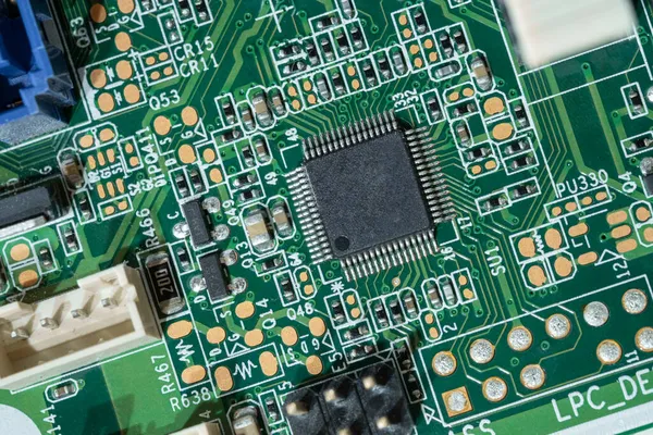 Elektronische Mikrochip integrierte Schaltung Motherboard, Computer-Komponenten Mangel — Stockfoto