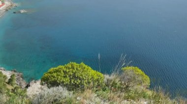Akdeniz çalı, hava manzarası, deniz kıyısı doğal bitki örtüsü, turistik mekan.