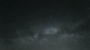 Yıldızlı takımyıldızları ve Samanyolu hareketleri, derin gece gökyüzünde, evren dış uzay bilimi. 4k