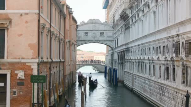Beroemde Sospiri Gevangenis Brug Monument Uitzicht Venetië Stad Oriëntatiepunt Waterkanalen — Stockvideo