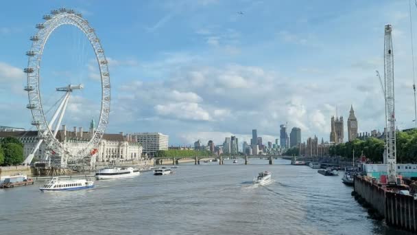 Panoramic View River Thames Londos Eye Wheel Famous Big Ben — Wideo stockowe