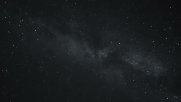 Estrellas Movimiento Cielo Oscuro Noche Vista Campo Del Universo Vía — Vídeo de stock