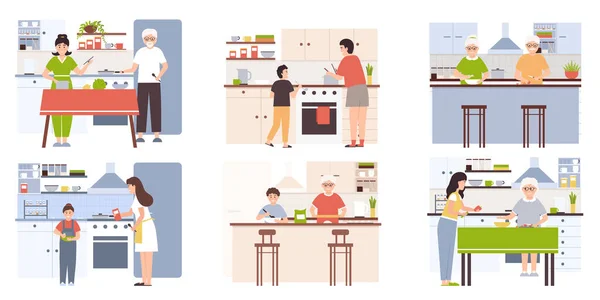 Cuisine familiale à la maison — Image vectorielle