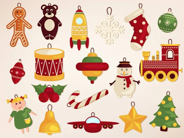 Christmas toys collection — Stock Vector