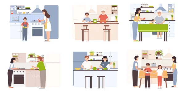 Cuisine familiale à la maison — Image vectorielle