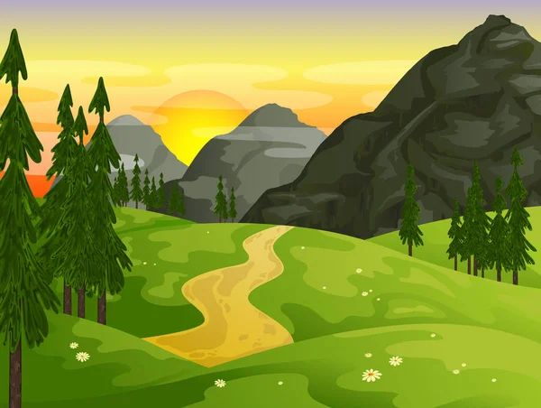 Paysage de montagne avec forêt — Image vectorielle