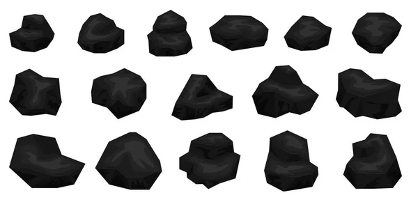 Cartoon mine coal pieces and piles —  Vetores de Stock