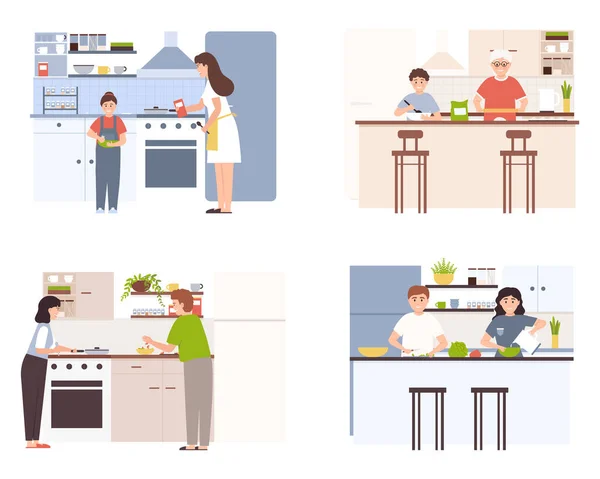 Cuisine familiale à la maison — Image vectorielle