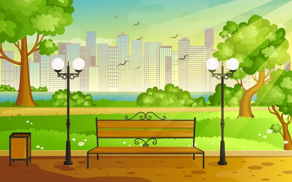 Ciudad parque vector — Vector de stock