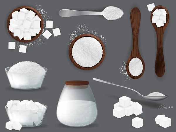 Sada bílého cukru — Stockový vektor