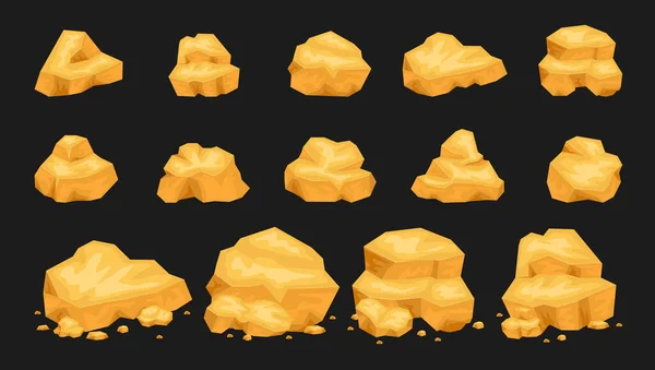 Pépites et roches de mine d'or — Image vectorielle