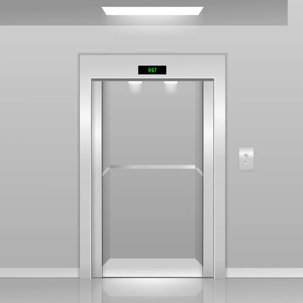 Realistic lobby interior with elevators — Vetor de Stock