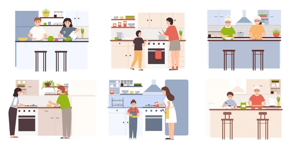 Cuisine familiale à la maison — Image vectorielle