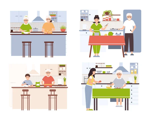 Cuisine familiale à la maison — Image vectorielle