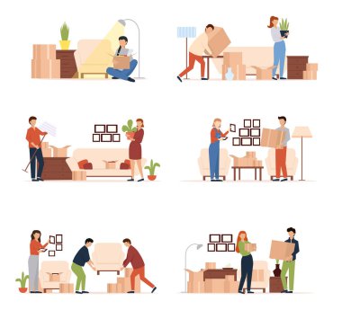 İnsanlar yeni eve taşınıyor.