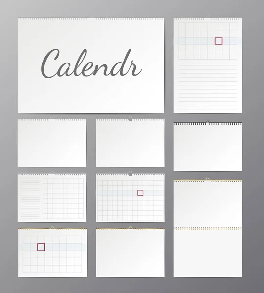 Realistic blank wall calendars — Stock Vector