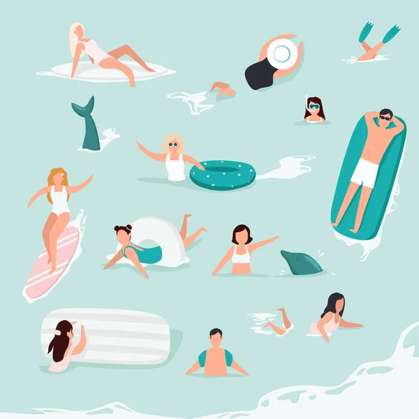 Personas en vacaciones de verano — Archivo Imágenes Vectoriales