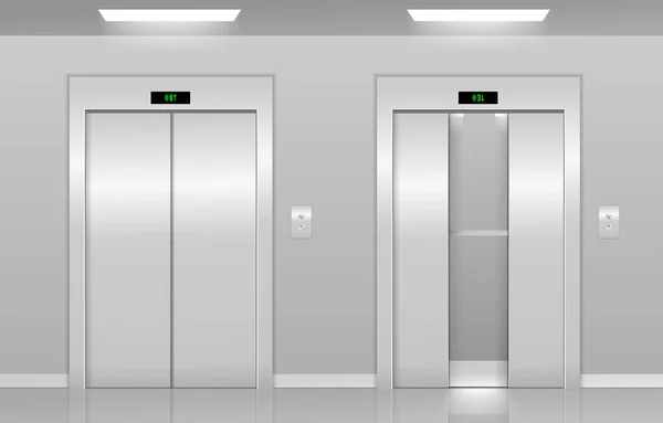Realistic lobby interior with elevators — Vetor de Stock
