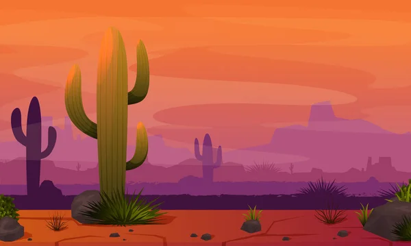 Scène de désert de cactus — Image vectorielle