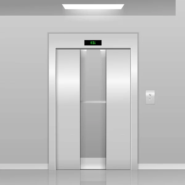 Hall intérieur réaliste avec ascenseurs — Image vectorielle