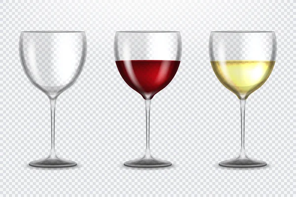 Copa con vino tinto y blanco — Vector de stock